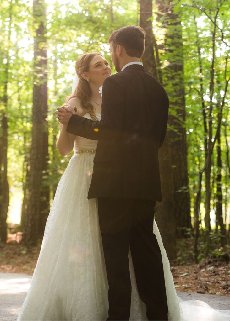 Elyse and her husband Harrison on their wedding day in Georgia.